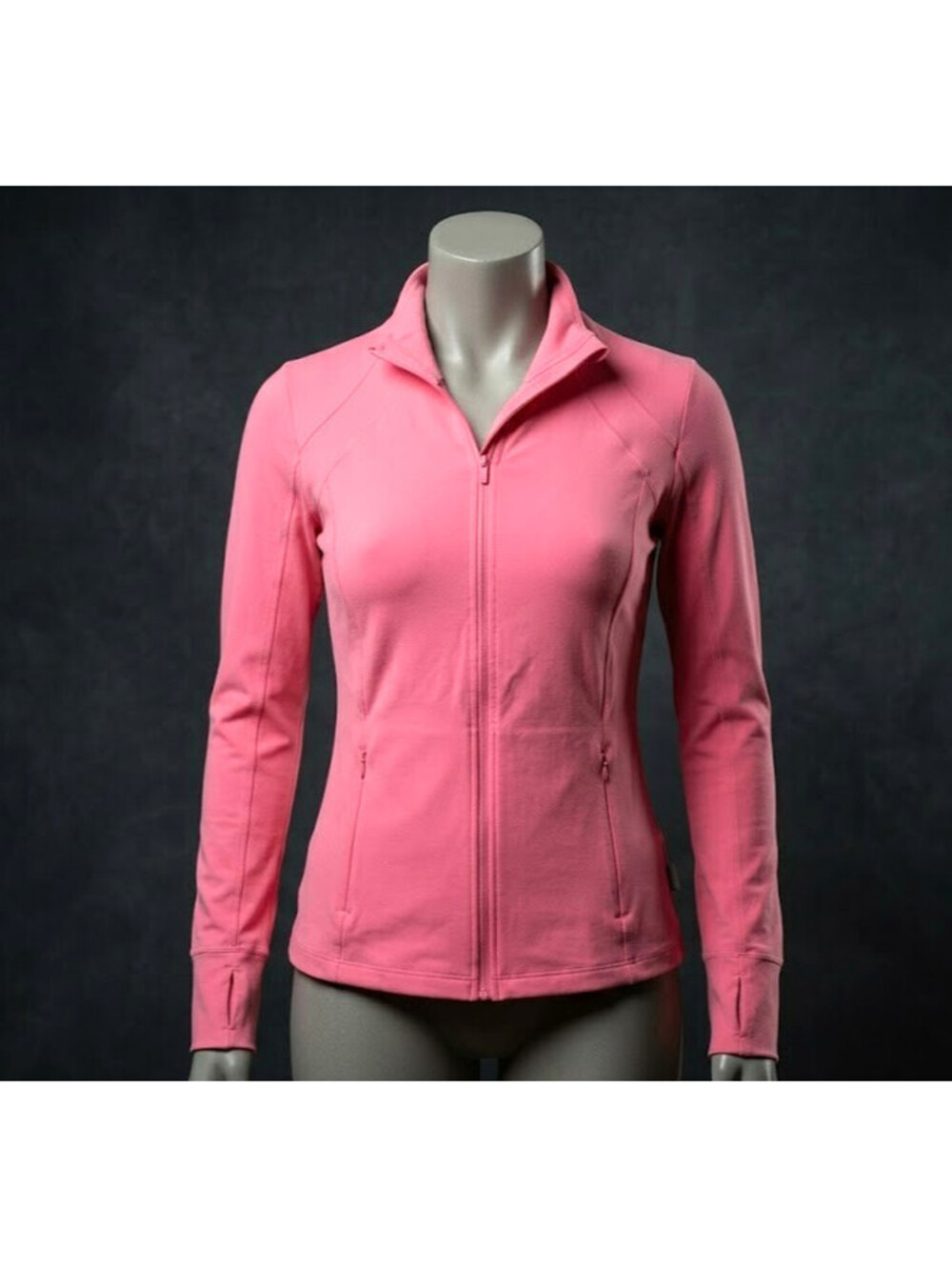 Avia Women's Pink Full-Zip Athletic Jacket with Thumbholes - Size M (8-10)